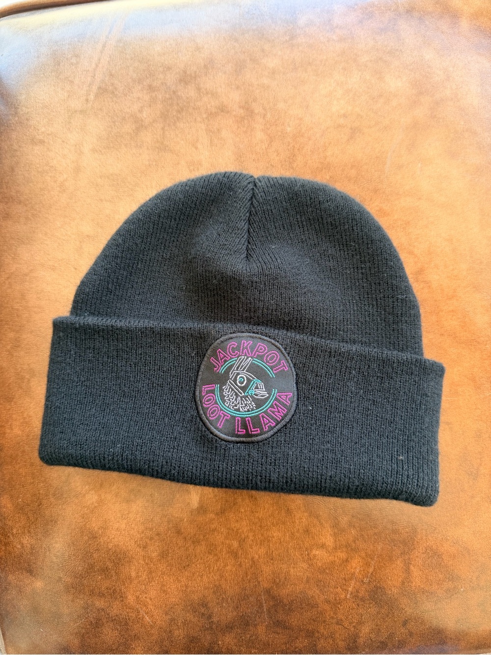 Jackpot Loot Llama Kids Black Knit Beanie with Patch
